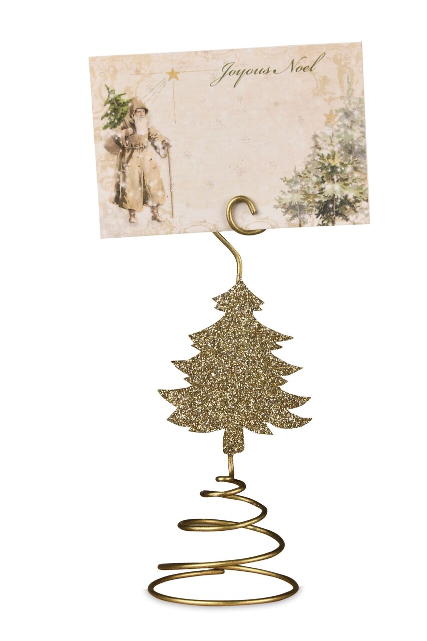 Crafted Creations 4.75" Gold Christmas Tree Shaped Place Card Holder